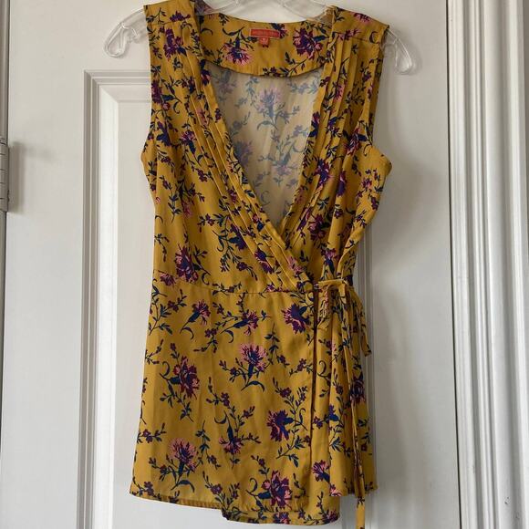 Modcloth Top Women's Size Small Yellow Chic Sophistication Floral Sleeveless Top - Picture 4 of 12